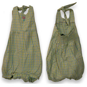 The Chidren's Place Halter Romper W/ Embroidery Flower Plaid Girls 24M Green